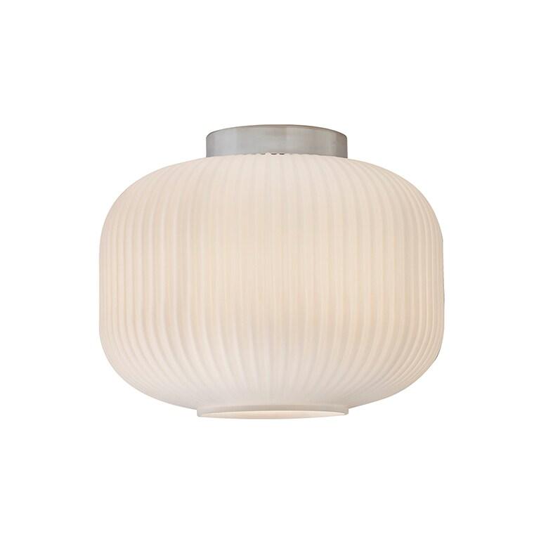 ROSSINI ILLUMINAZIONE Plafonnier Rigadin En Chrome Et Verre Blanc Satiné E27 Ip20, Élégant Design Géométrique Plissé - Groupe Rossini - RIG003_0