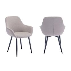 SalesFever Ensemble de 2 fauteuils | Housse en tissu bouclé | Pieds de chaise en métal | L 64 x P 59 x H 86 cm | taupe – noir mat - multicolore mu_0