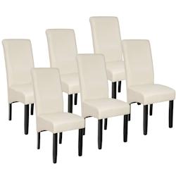 Tectake Chaise aspect cuir - crème, Lot de 6 -403499 - beige matière synthétique 403499_0
