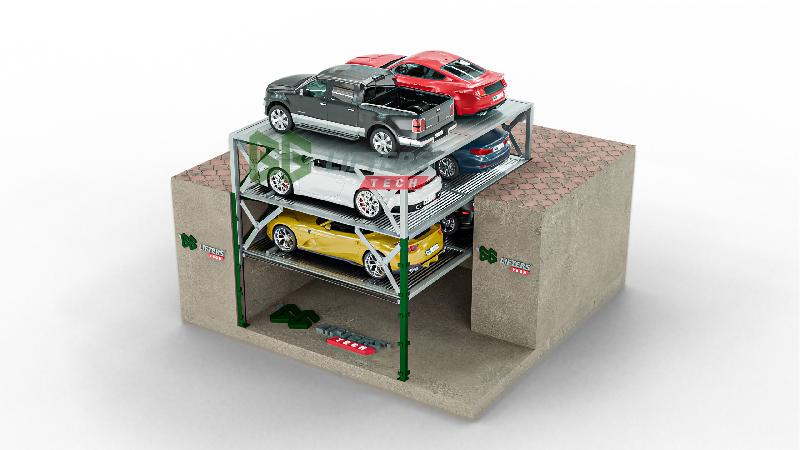 Système de double parking souterrain hydraulique UPS-2D - 4 voitures - dimensions personnalisées_0