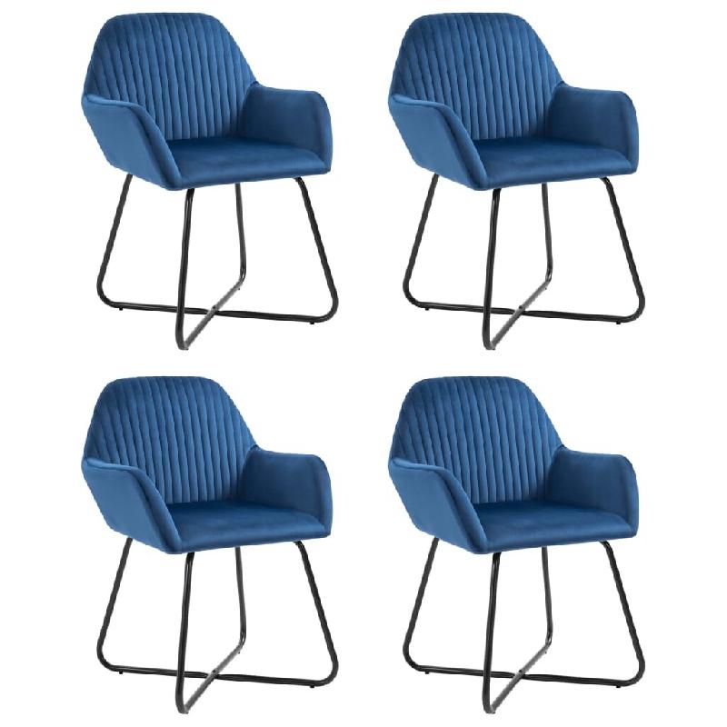 VidaXL Chaises à manger lot de 4 Bleu Velours Modèle Dune - 277005_0