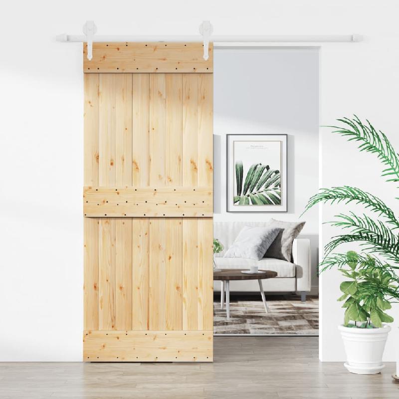 Vidaxl porte coulissante et kit de quincaillerie 85x210 cm pin massif 3203256_0