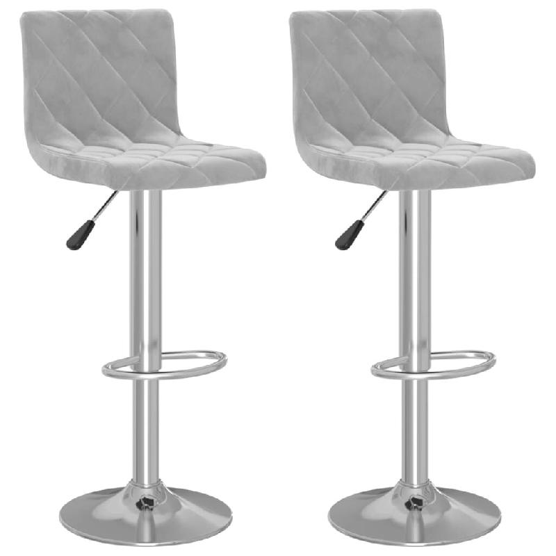 VidaXL Tabourets De Bar Lot De 2 Gris Clair Velours - gris 333687_0