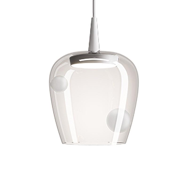 Zafferano Lampe à suspension Bilia 230V LED 8W en verre borosilicaté soufflé blanc sablé, diamètre 18 cm, hauteur réglable jusqu'à 324 cm - mul_0