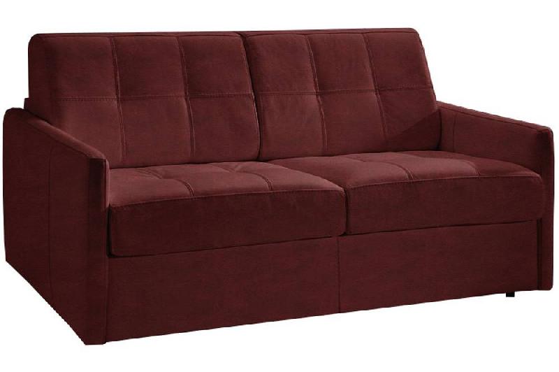 CANAPÉ LIT CUBE CONVERTIBLE EN MICROFIBRE BORDEAUX COUCHAGE 160CM EXPRESS MATELAS 16 CM_0