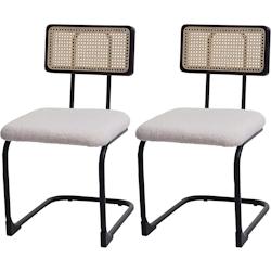 Décoshop26 - Lot de 2 chaises de salle à manger cuisine en bois rotin métal tissu/textile rose bouclé CDS04491 - 3000393969608_0