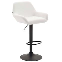 Décoshop26 - Tabouret de bar x1 repose-pieds en forme d'arc en métal noir assise en PVC blanc 10_0004545 - blanc 3000252166896_0