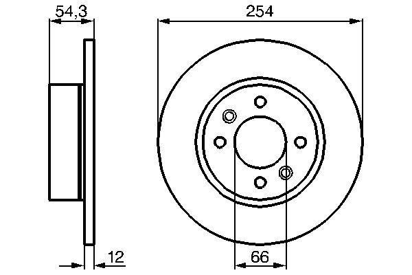 Disque de frein Bosch 0986478390 - boîte de 2 disques - plein - 4 trous - épaisseur 12 mm - montage arrière_0