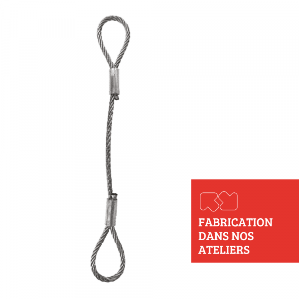 Élingue câble 1 brin à âme métallique avec 2 boucles non cossées - Fabrication française - ELT1B2BCD3AM-1M_0