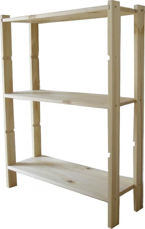 Étagère en pin brut - 3 tablettes réglables - L.65 x P.28 x H.90 cm - Charge maximale 50kg par tablette_0