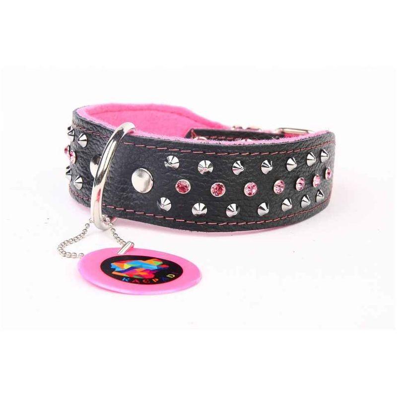 YOGIPET - COLLIER CUIR CRYSTAL CLOUTÉ T45 32/41CM POUR CHIEN 
