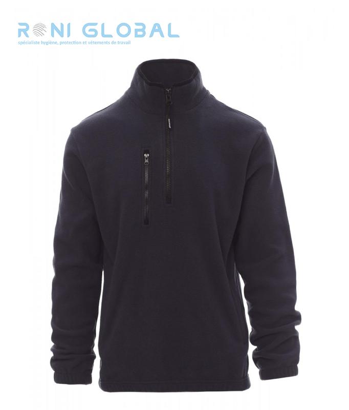 Sweat-shirt polaire de travail homme manches longues en polyester coupe droite - PIRENEI PAYPER - demi-fermeture éclair et coutures renforcées_0