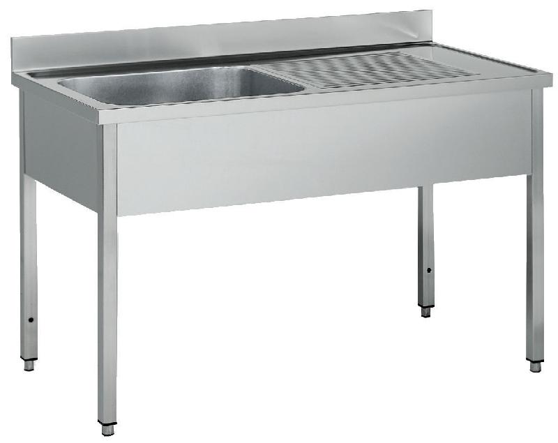 Plonge inox 1 bac - égouttoir à droite - profondeur 700 mm - PG125DE - longueur 1200 ou 1400 mm_0
