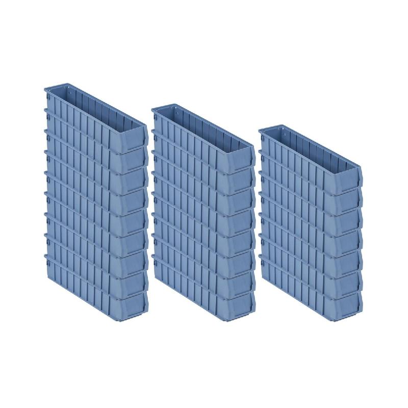 PROREGAL 24x Bac à étagères 500 SN avec étiquette & capot de protection | HxLxP 9x11,7x50cm, 3,5L | Bac à bec - bleu plastique RMK36-31_0