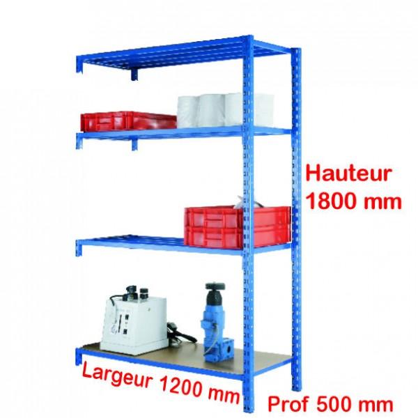Rayonnage polyvalent - 1200 x 500 mm - 4 tablettes en acier tubulaire - Disponible en 3 hauteurs - Rolléco_0