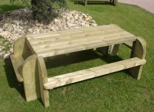 Table Elite Rectangulaire - Réf: ER240 - Piétement et Bancs en Bois - 2.42m x 1.42m x 0,75m - 150kg_0