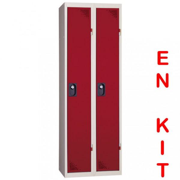 Vestiaire industrie propre - 2 cases - livré démonté - Rouge - Marque Rolléco_0