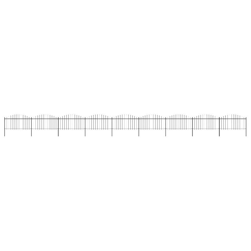 Vidaxl clôture de jardin à dessus en lance acier (1,25-1,5)x15,3m noir 277738_0