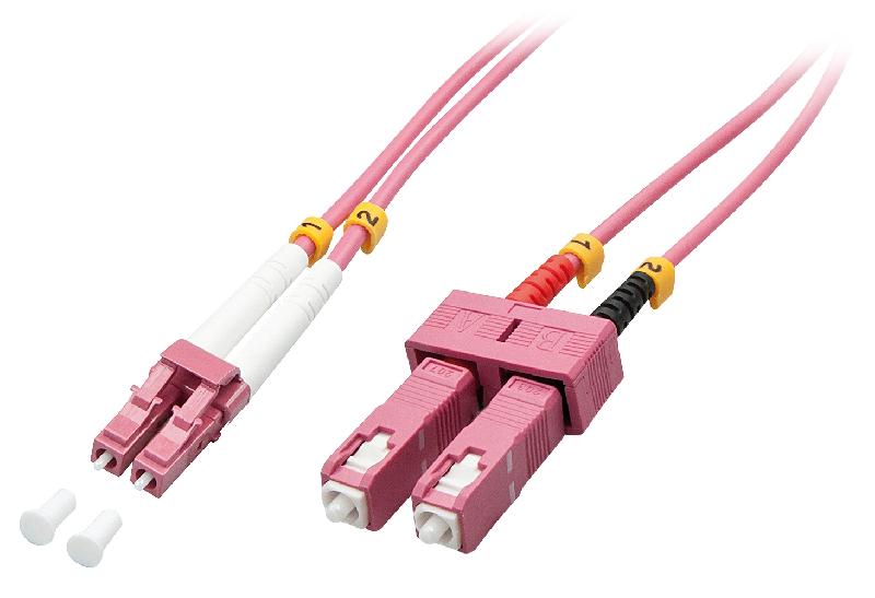 LINDY 46366 CÂBLE FIBRE OPTIQUE DUPLEX LC/SC OM4 20 M ROSE_0