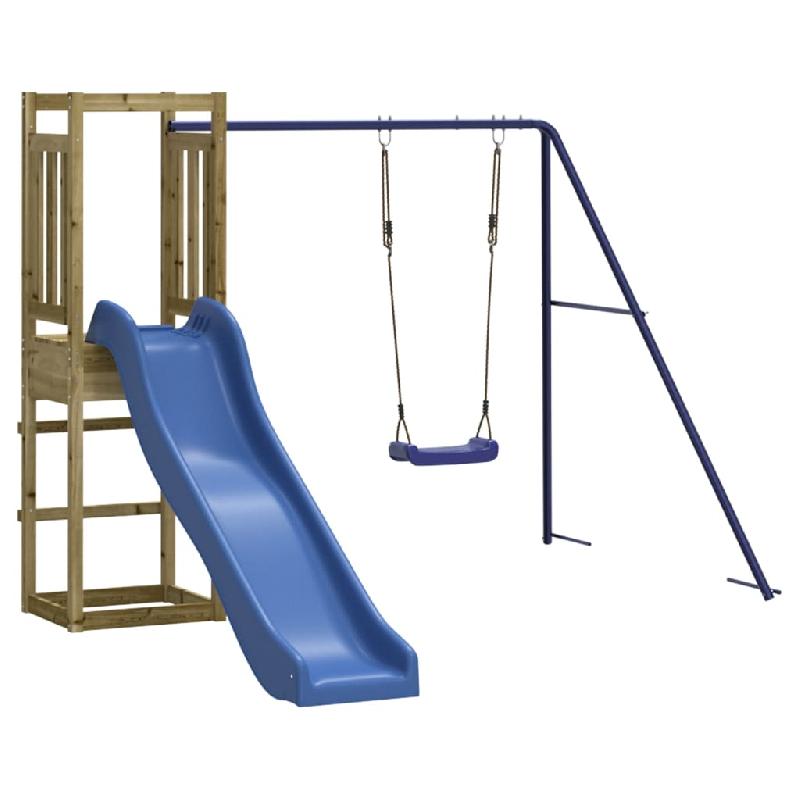 Aire de jeux d'extérieur 237 x 321 x 169 cm - bois de pin imprégné - balançoire, toboggan et bac à sable - 02_0004651_0