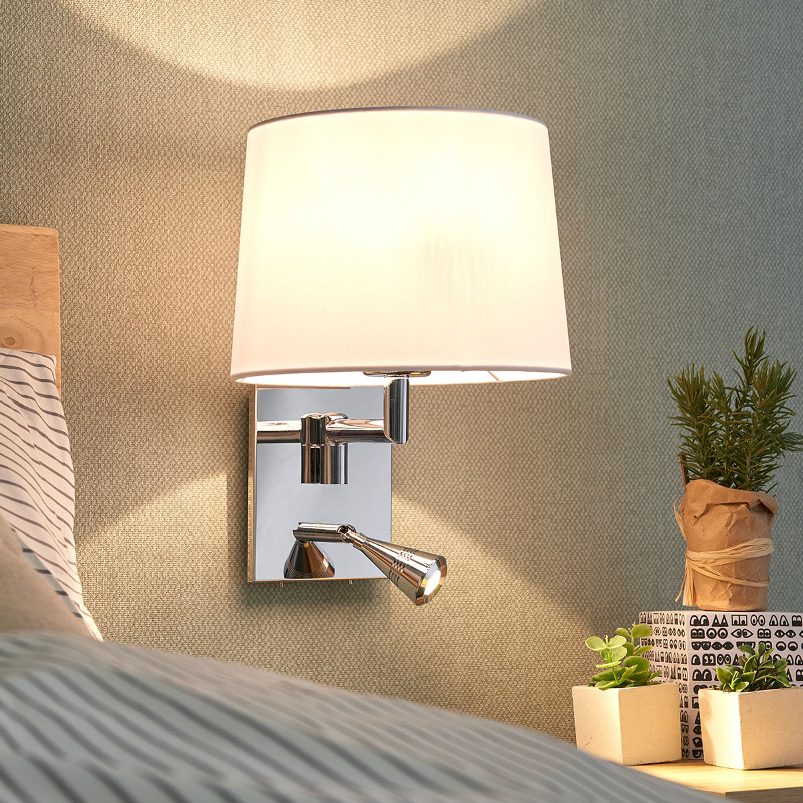 LUCANDE APPLIQUE MURALE BENT AVEC LAMPE DE LECTURE