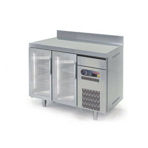 ARRIÈRE BAR VITRÉ RÉFRIGÉRÉ EN INOX PROFESSIONNEL S-LINE CORECO - 2 PORTES