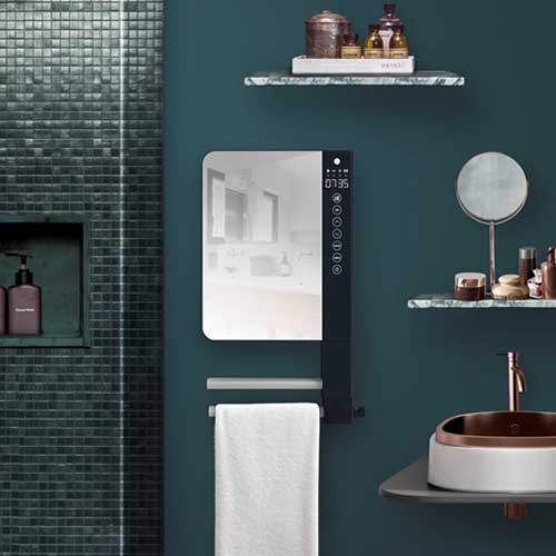 ATLANTIC TÉLIA SÈCHE-SERVIETTES ÉLECTRIQUE MIROIR AVEC SOUFFLERIE 2 BARRES 1800W - 720111 - ATLANTIC