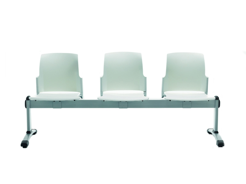 Banc d'accueil Milo - 3 places - Assise et dossier en polypropylène - Coque blanche_0