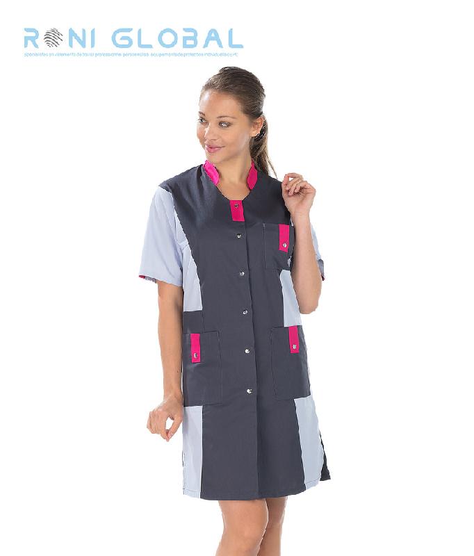 Blouse de travail femme - manches courtes - coton et polyester - 4 poches - ALEXANE REMI CONFECTION - Ref: R-2662_0