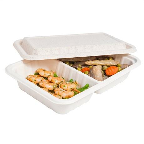 BOX BIONIC 2 COMPARTIMENTS AVEC COUVERCLE 800 ML 22.5X15X4 CM CELLULOSE NATUREL (VENDU PAR 500)