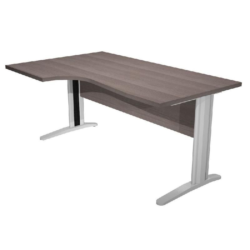 BUREAU COMPACT PRONTO PRESTIGE- RETOUR À GAUCHE L.160 X P.100 CM - PLATEAU CENDRE - PIEDS L CHROME