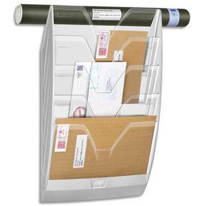 Cep présentoir mural 5 compartiments - Kit de fixation fourni - Blanc cristal - Dim. L35 x H58 x P12,2 cm_0