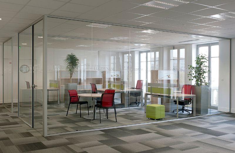 Cloison de bureau vitrée bord à bord - design moderne avec isolation acoustique - simple ou double vitrage_0