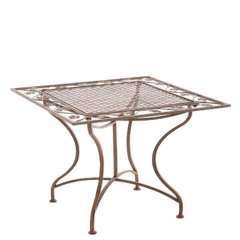 CLP Table de Jardin en Fer Forgé Asina 60 x 60 cm Marron antique - marron métal 1519532_0
