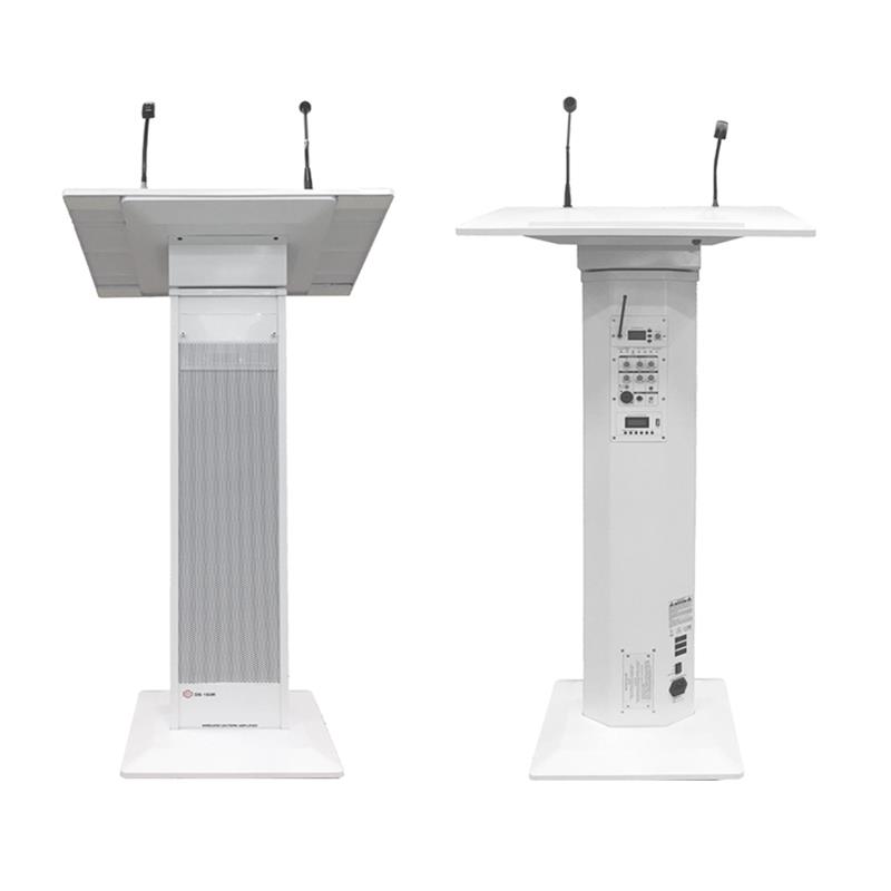 Colonne pupitre amplifiée blanche 100W avec microphone VHF, Bluetooth et lecteur SD USB_0