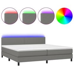 Décoshop26 - Lit 200x200 cm avec sommier, tête de lit réglable, matelas, surmatelas et LED - tissu gris foncé TDL0208312_0