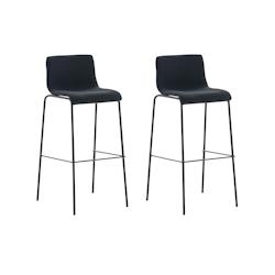 Décoshop26 - Lot de 2 tabourets de bar avec repose-pieds dossier incurvé en tissu noir et 4 pieds en métal noir 10_0004202 - noir 3000251980493_0