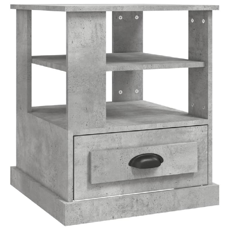 Décoshop26 - Table d'appoint avec tiroir et étagères 50 x 50 x 60 cm bois d'ingénierie gris DEC032459 - gris Bois massif 3000258993519_0