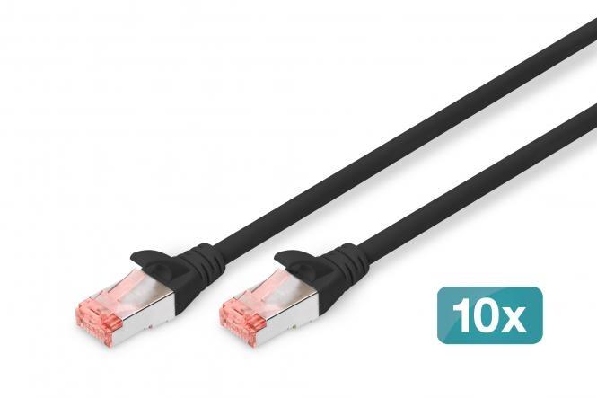 DIGITUS CAT 6 S/FTP câble patch, 10 pièces, 1 m, noir - noir 4016032441595_0
