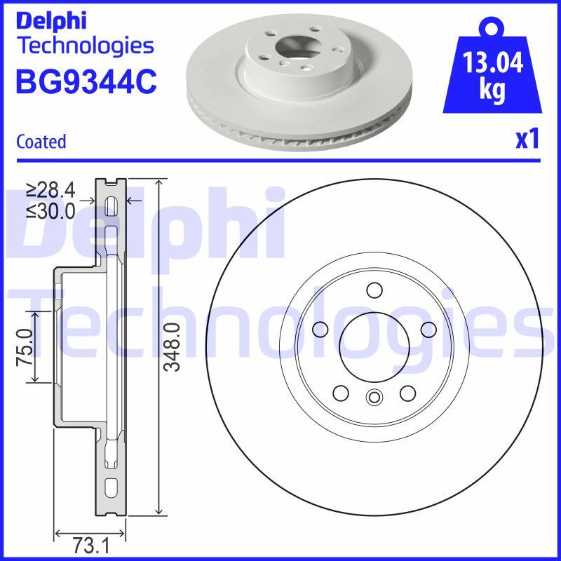Disque de frein ventilé Delphi BG9344C - Avant - Boîte de 1 disque_0