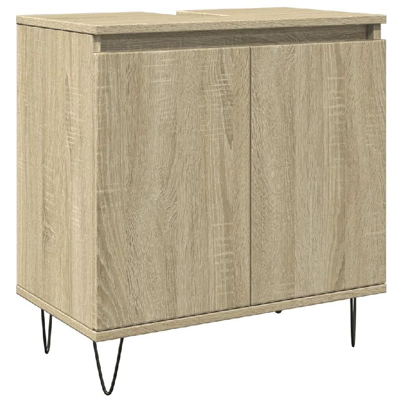Helloshop26 - Armoire de bain chêne sonoma 58 x 33 x 60 cm grand espace de rangement style industriel en bois chêne sonoma 02_0049717 - Bois massif_0