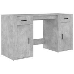 Helloshop26 - Bureau table poste de travail meuble d'ordinateur informatique étude avec armoire bois d'ingénierie gris 02_0023390 - 3000214297019_0