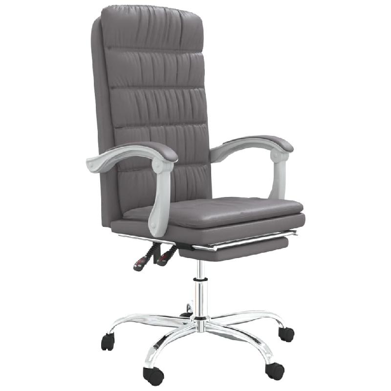 Helloshop26 - Chaise fauteuil siège pivotante de inclinable de bureau informatique étude similicuir gris 02_0024251 - gris métal 3000215335321_0