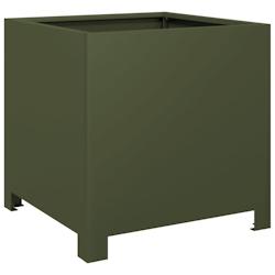 Helloshop26 - Jardinière bac lit surélevé plantes fleurs terrasse jardin olive 40 x 40 x 40 cm acier vert 02_0038697 - 3000217927722_0