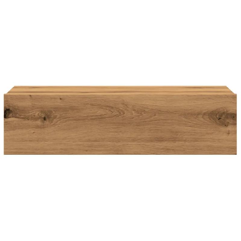 Helloshop26 - Lot de 2 meubles TV muraux avec éclairage LED 60 x 35 x 15,5 cm gain de place moderne en bois d'ingénierie chêne 02_0050857 - Bois ma_0