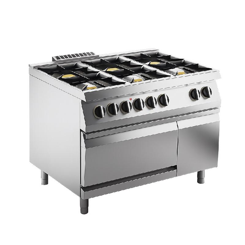 KBS Gastrotechnik KBS Cuisinière à gaz 6 brûleurs avec four électrique 6x6 kW 1200x730x900 mm 400 Volt - 10431402_0