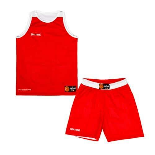 KIT MAILLOT SHORT BASKET RÉVERSIBLE ENFANT - SPALDING - ROUGE BLANC