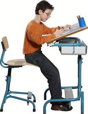 CHAISE HAUTEUR RÉGLABLE HERGON POUR LE COLLÈGE - PIÈTEMENT BLEU - MANUTAN COLLECTIVITÉS