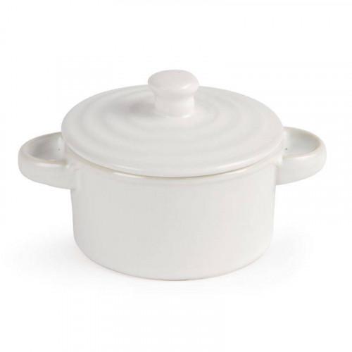MINI COCOTTES BLANCHES EN PORCELAINE OLYMPIA 142 ML - LOT DE 4