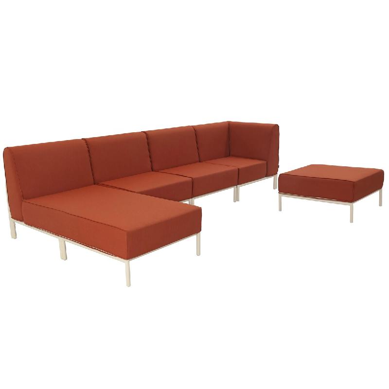 Oviala Business Salon de jardin bas modulable uni 5 places terracotta Oviala 360 x 153 x 78 cm - rouge polyester 115941_0